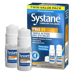 Systane Pro PF multi-dose bottle for portable lubrication throughout the day.