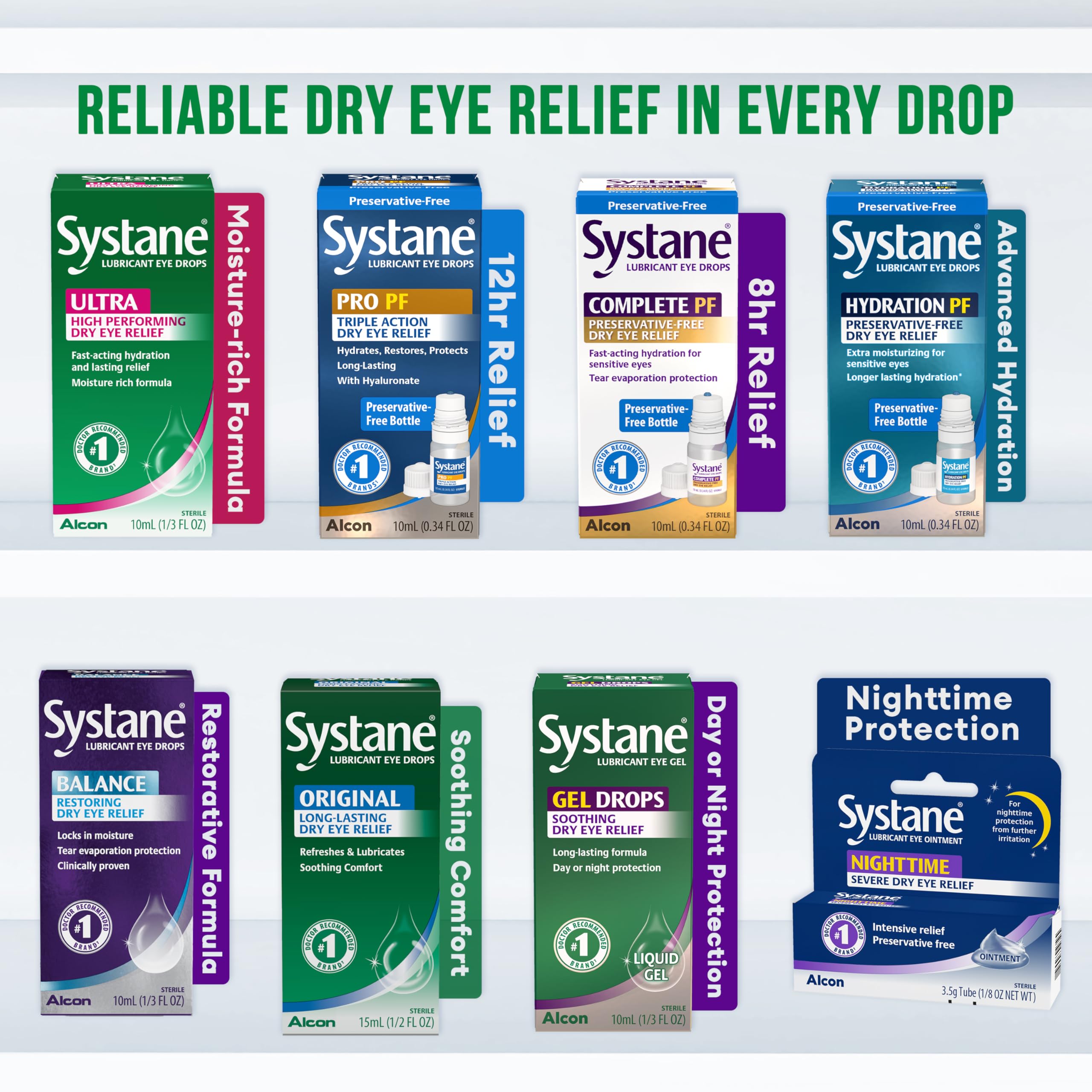 Systane Ultra close-up showing clear, glossy texture for lubrication.