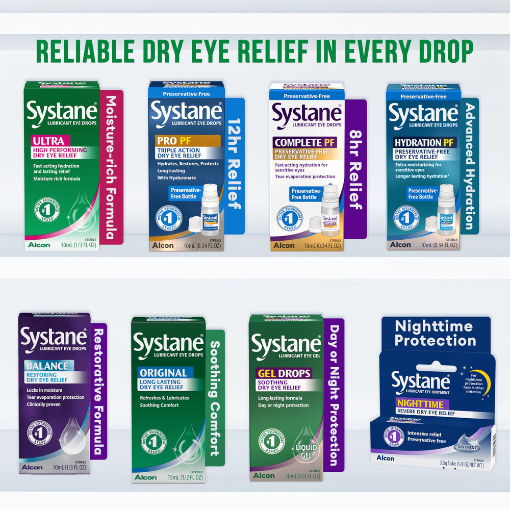 Systane Ultra close-up showing clear, glossy texture for lubrication.