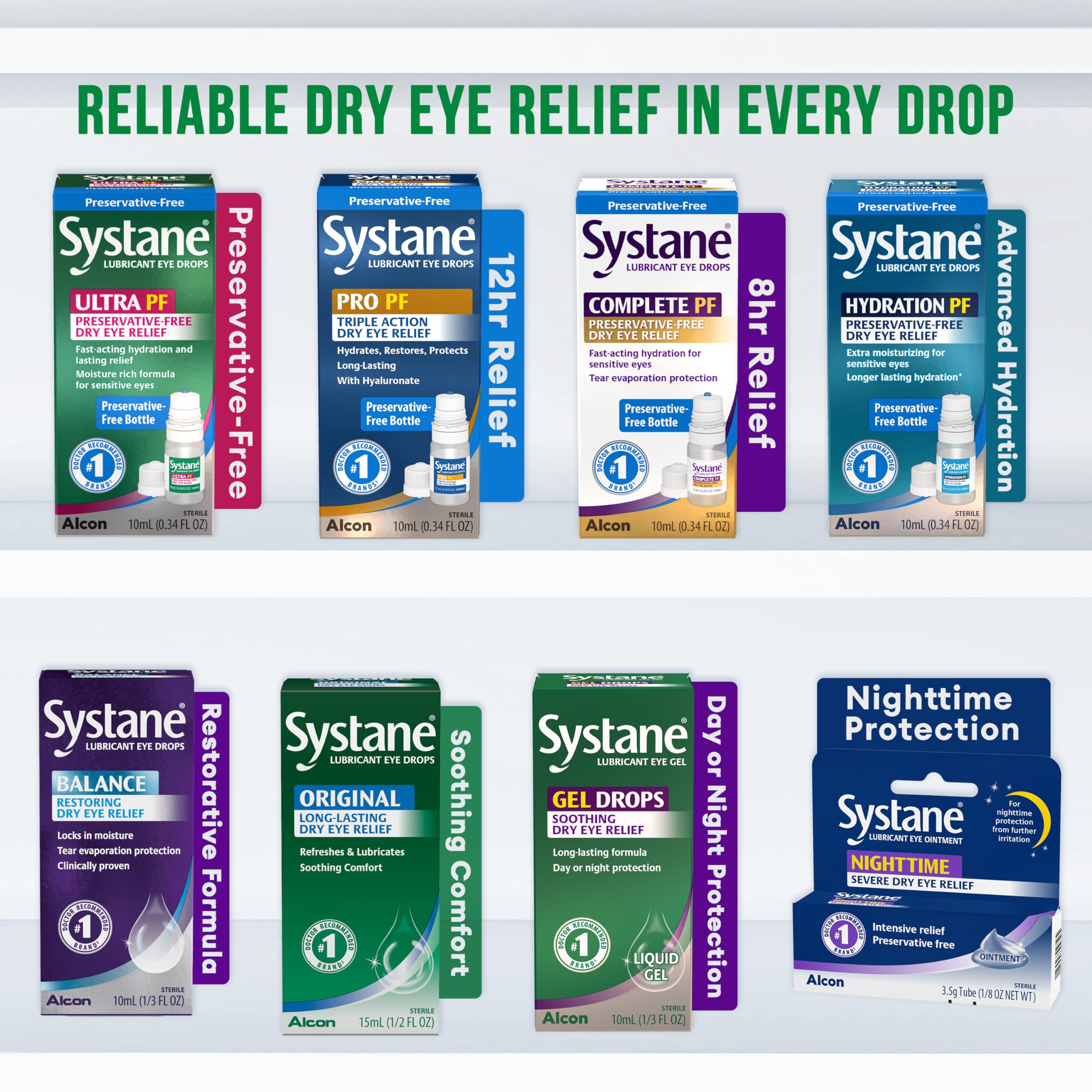 Back view of Systane Ultra packaging on a clean desk.