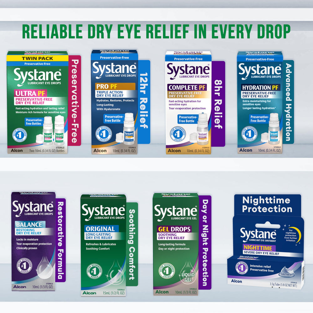 Systane Ultra PF eye drops being applied for soothing moisture
