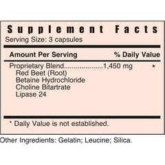 Systemic Formulas LB label detail highlighting red beet root powder content.