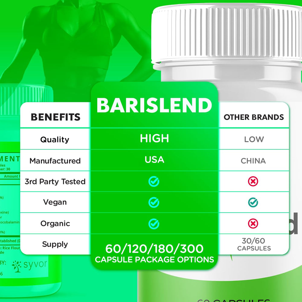 Barislend serving information on bottle reflects 30 servings per bottle for ongoing use.