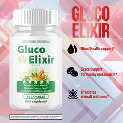 Outer packaging of Syvor Gluco Elixir highlighting the advanced formula.