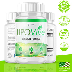 Close-up of Syvor Lipovive capsules highlighting natural ingredients for an active lifestyle.