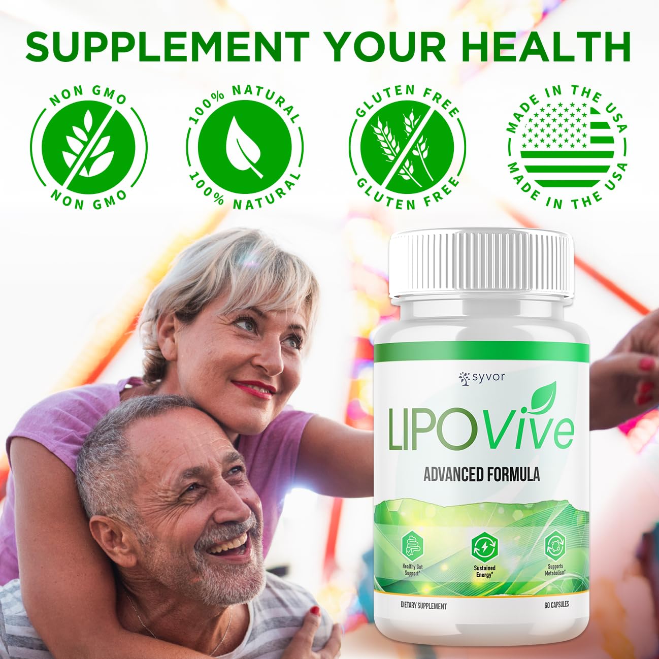 Syvor Lipovive label design signaling max strength and natural ingredients.