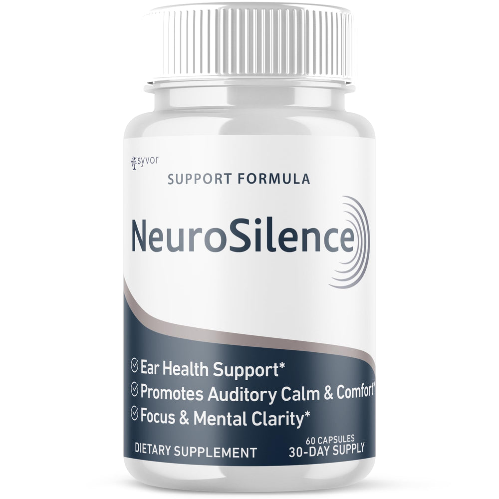 Syvor Neurosilence capsules bottle for daily hearing support and ease of use.