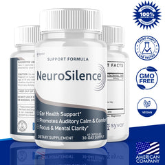 Syvor Neurosilence capsules closeup label shows quality ingredients for daily use.