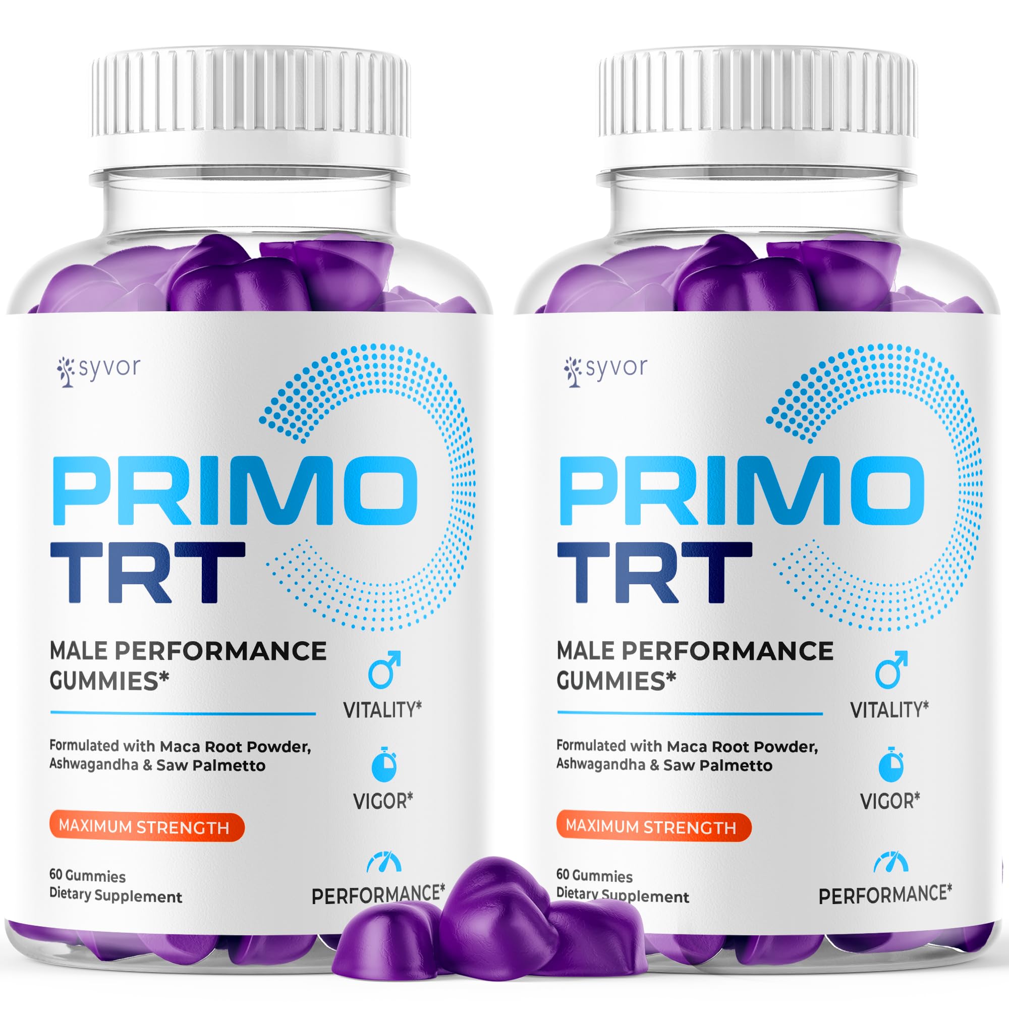 Syvor Primo TRT Gummies bottle front showing the product for daily energy support