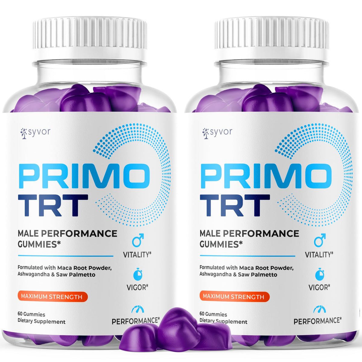 Syvor Primo TRT Gummies bottle front showing the product for daily energy support
