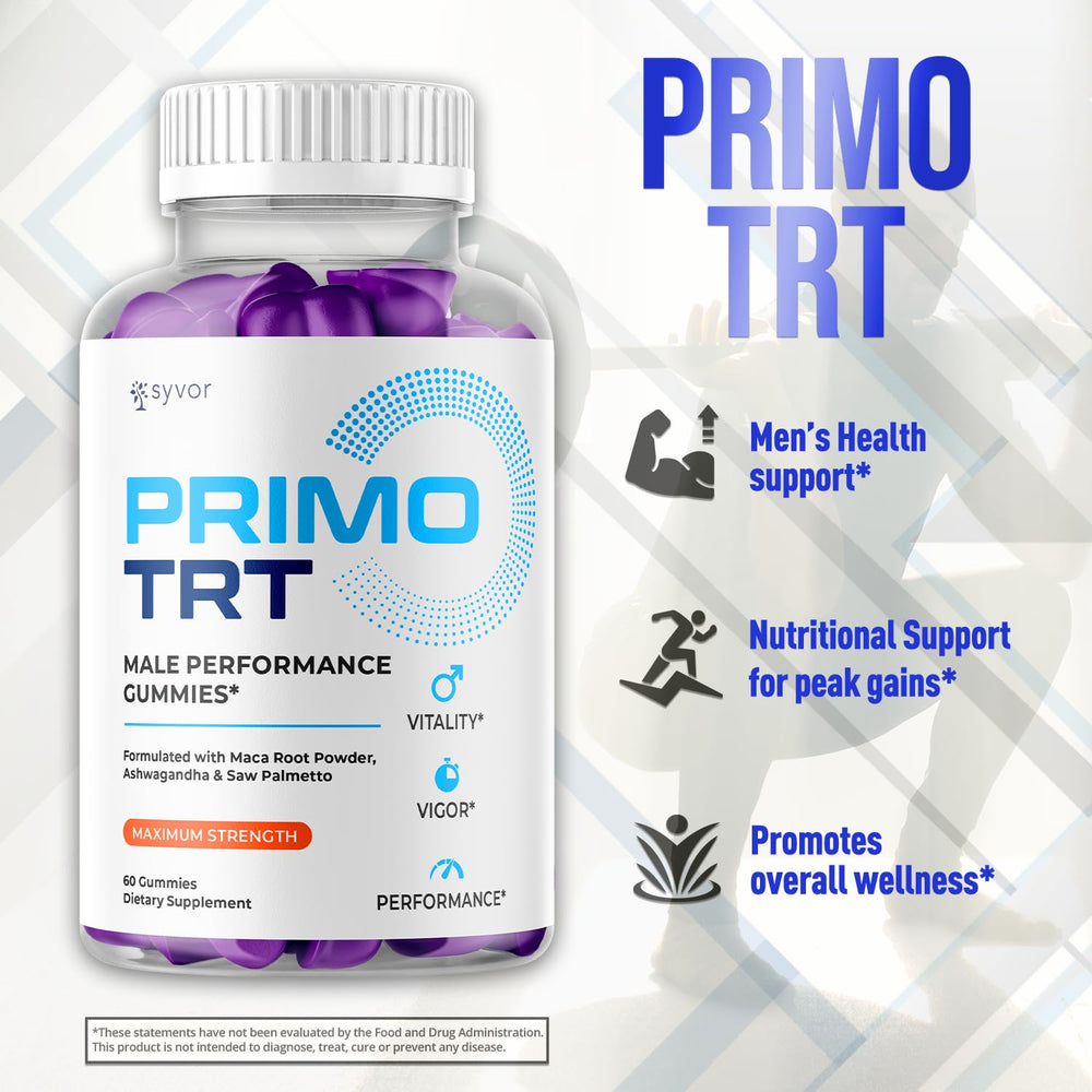 Syvor Primo TRT Gummies serving panel indicating daily dosage concept
