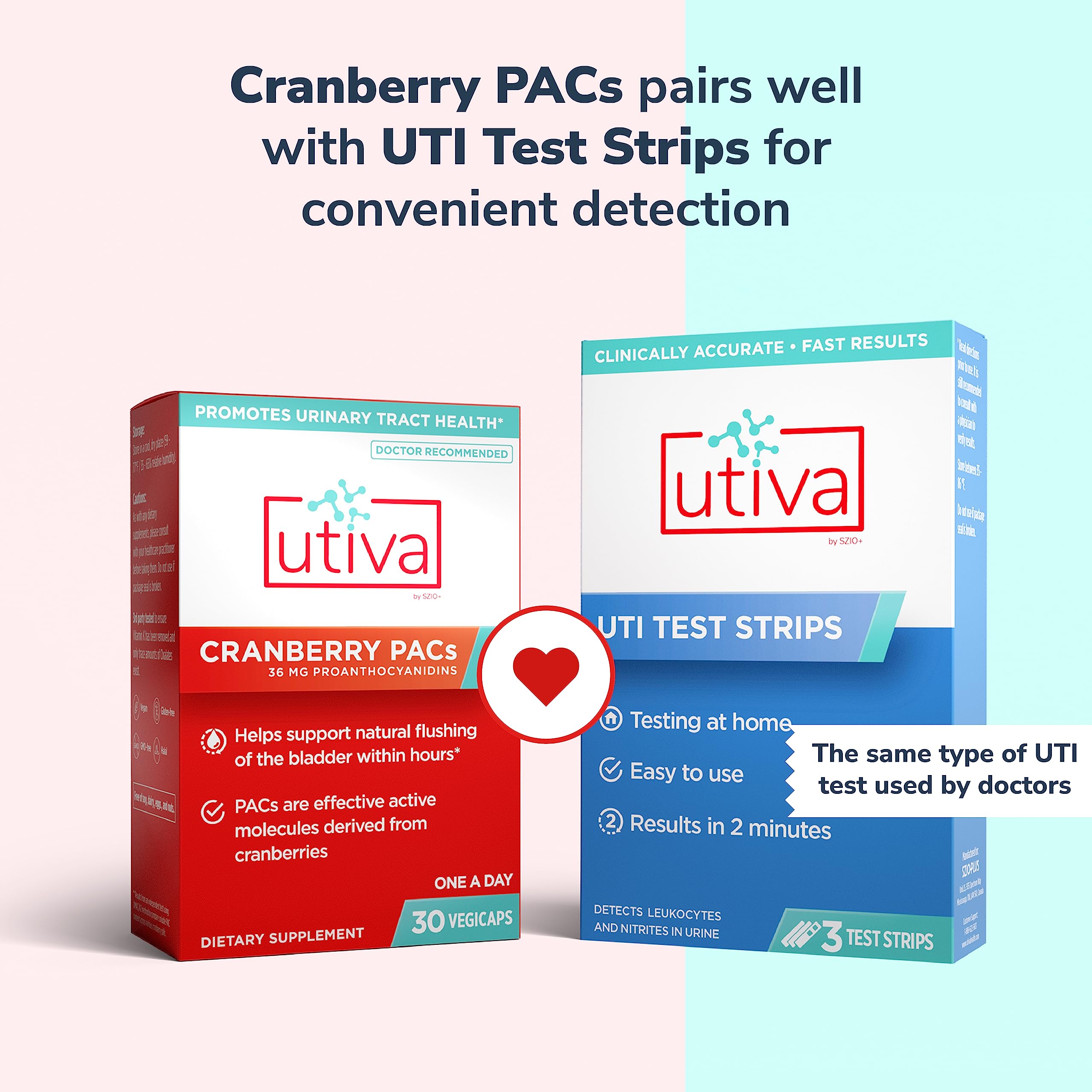 Szio+ Utiva capsules next to a cup for daily routine