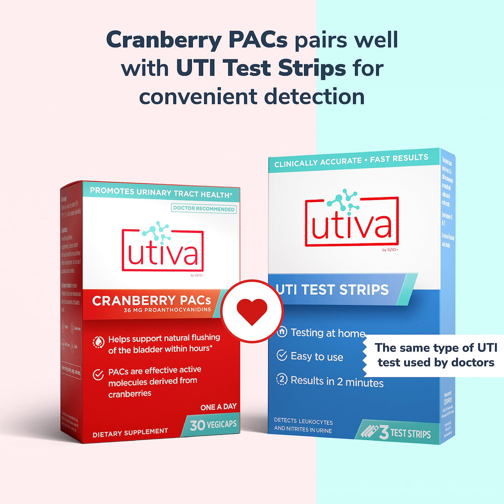 Szio+ Utiva capsules next to a cup for daily routine