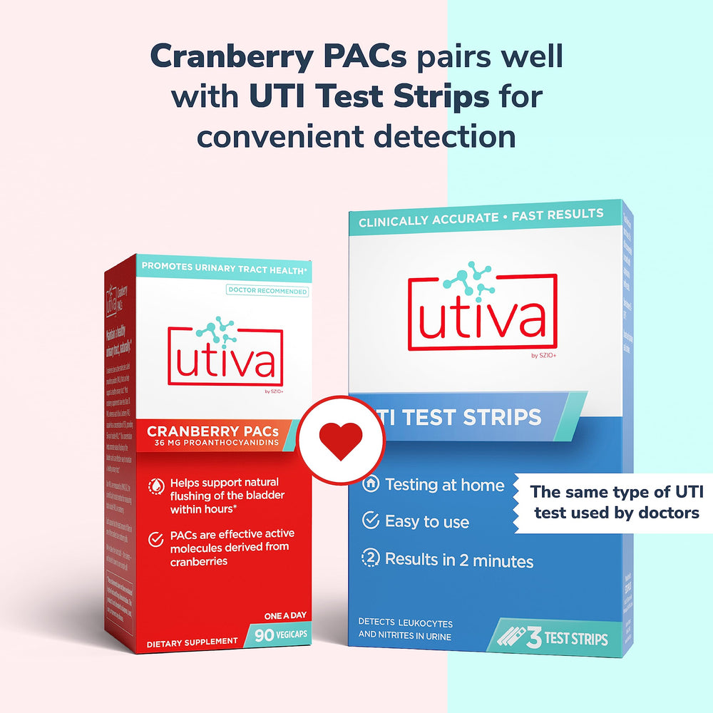 Szio+ Utiva Cranberry PACs packaging on a shelf or display.