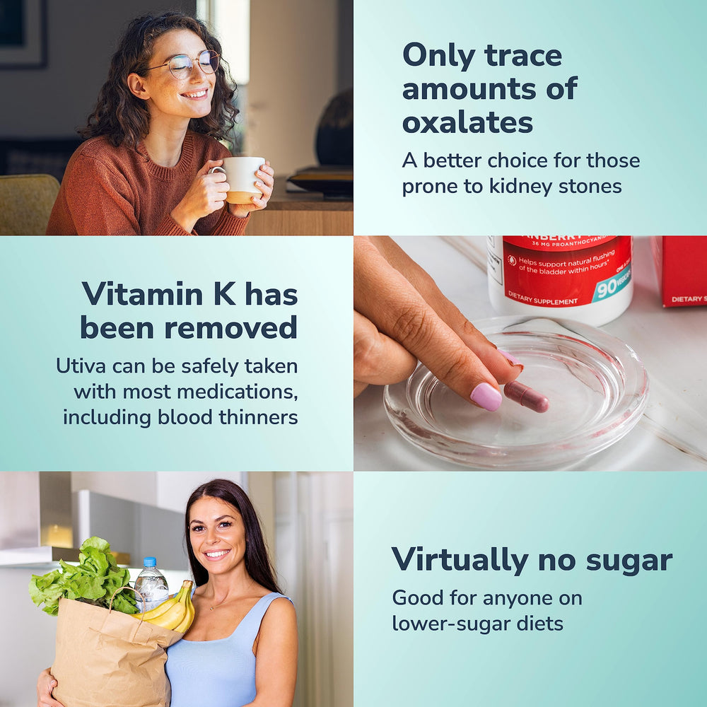 Szio+ Utiva Cranberry PACs vegan capsules ideal for gluten-free and dairy-free routines.
