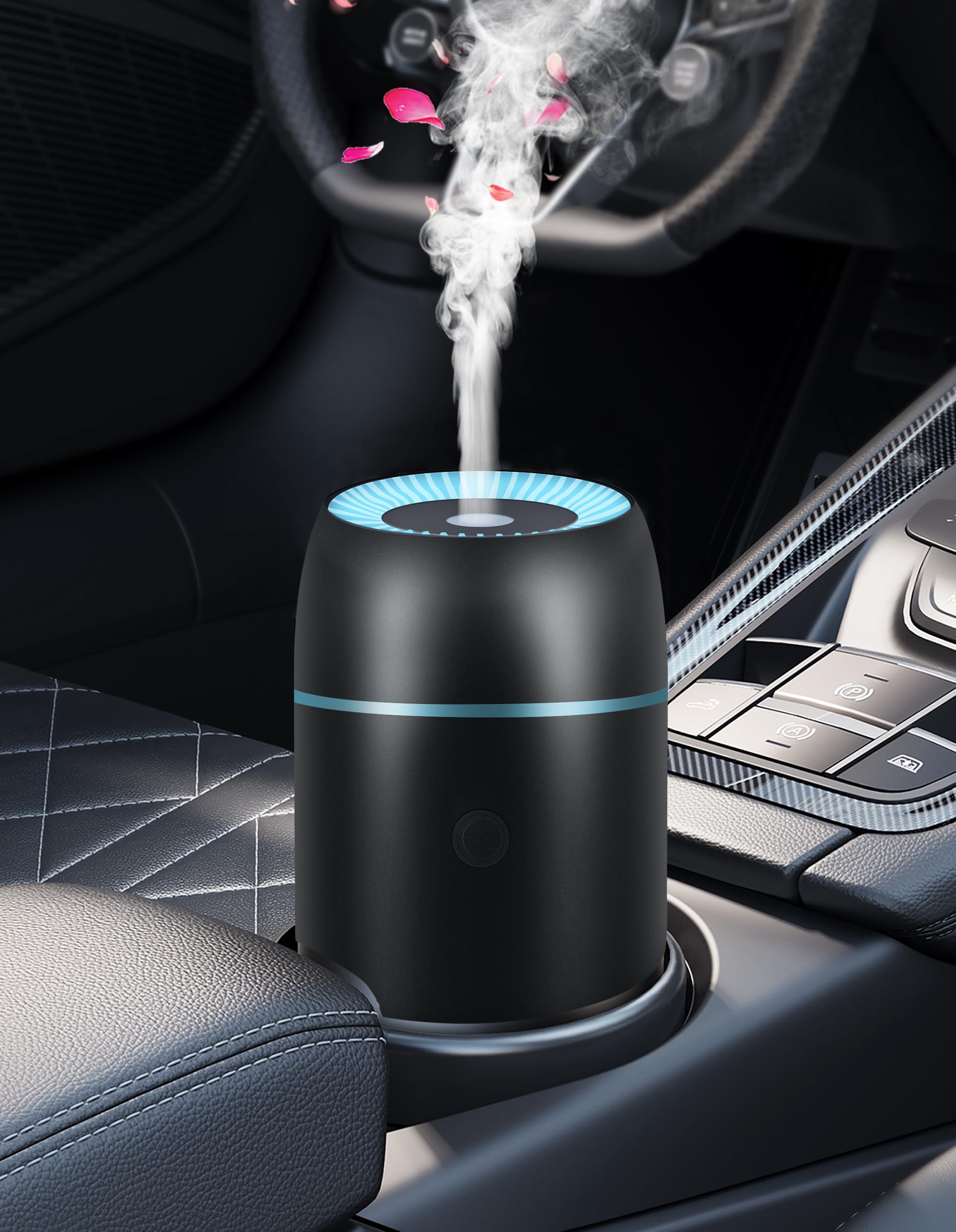 Szyuwolf car diffuser with compact body for on-the-go aromatherapy.