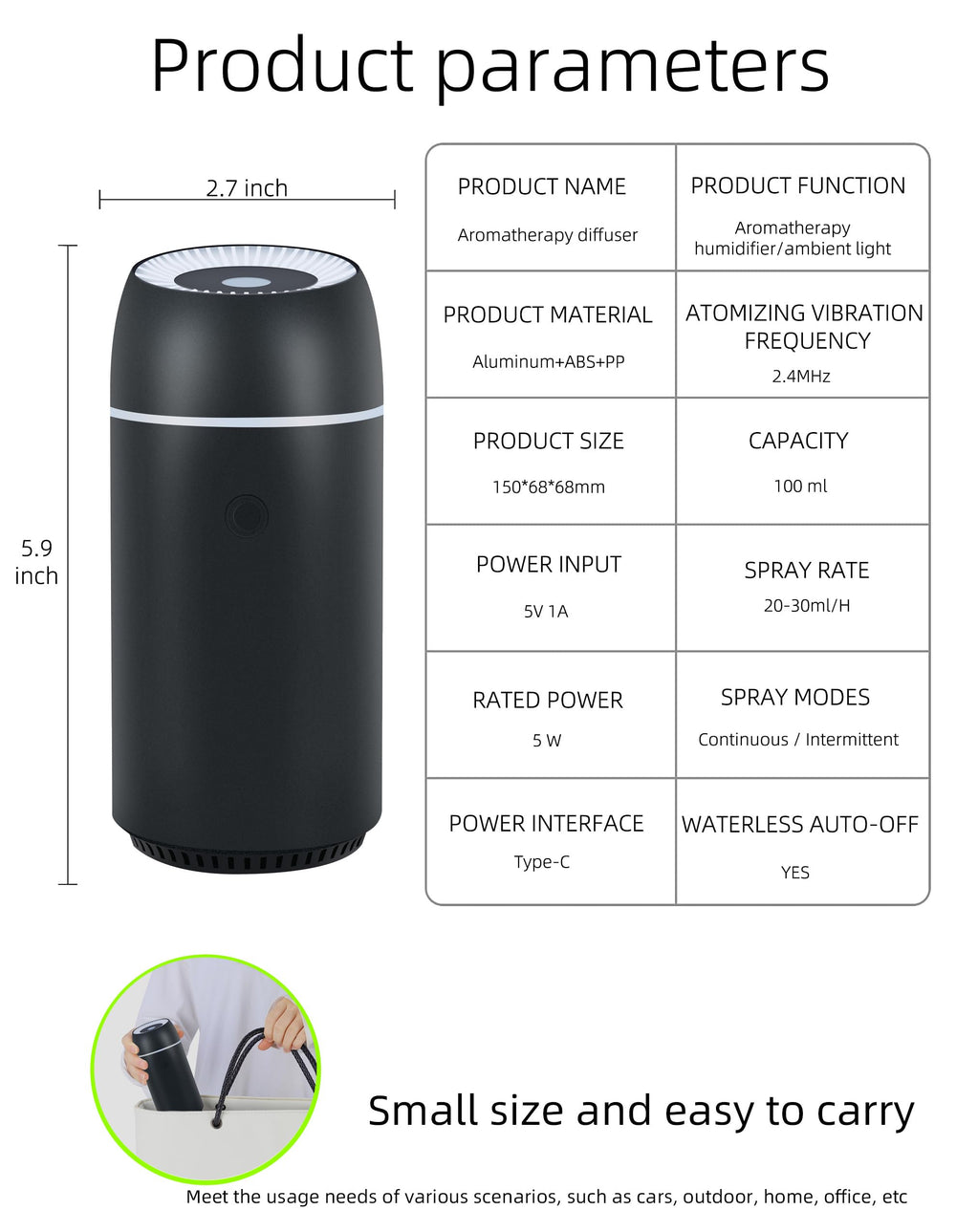 Szyuwolf car diffuser operates quietly for focused travel and work.