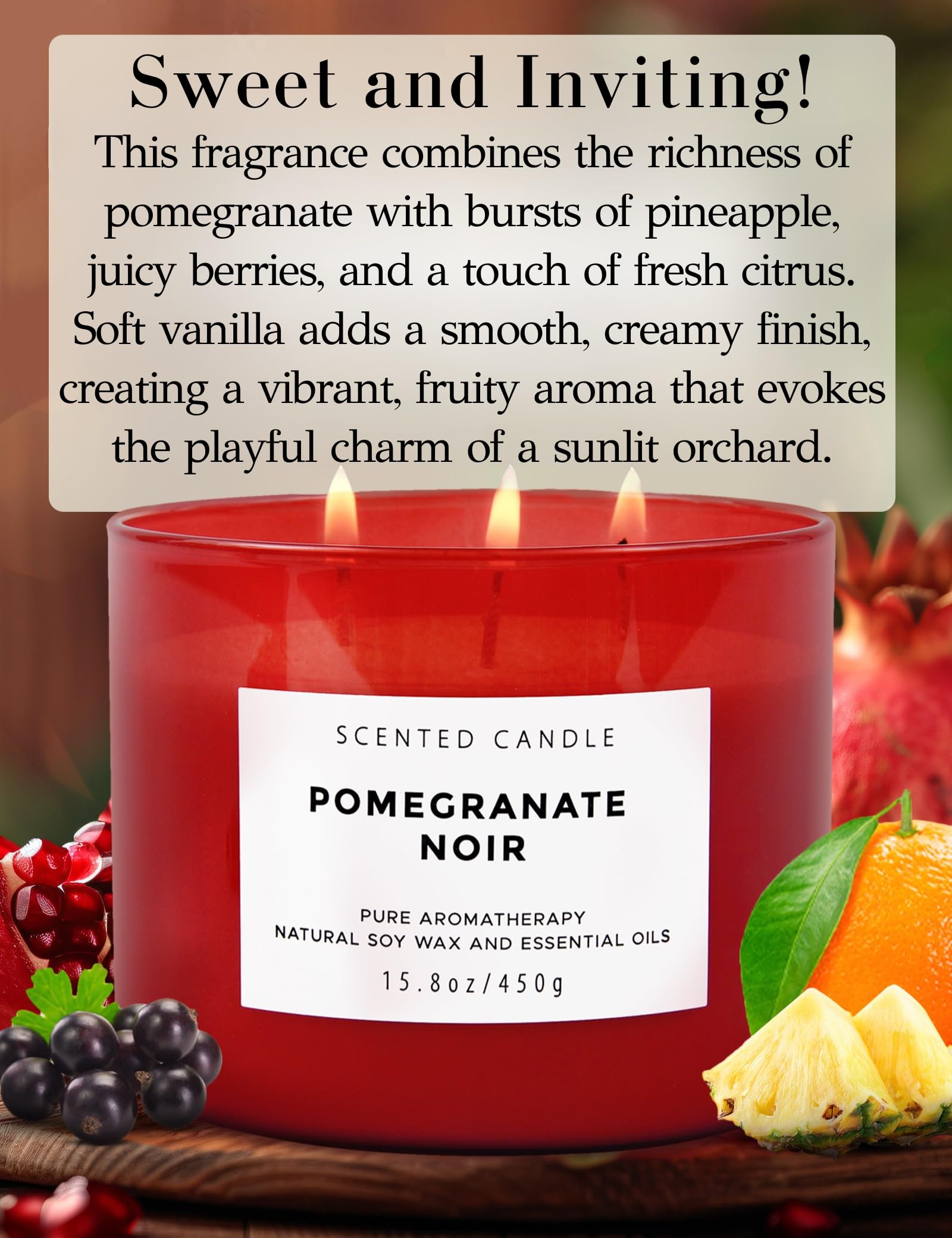 T&H Pomegranate Noir Vanilla jar closeup with rich red glass