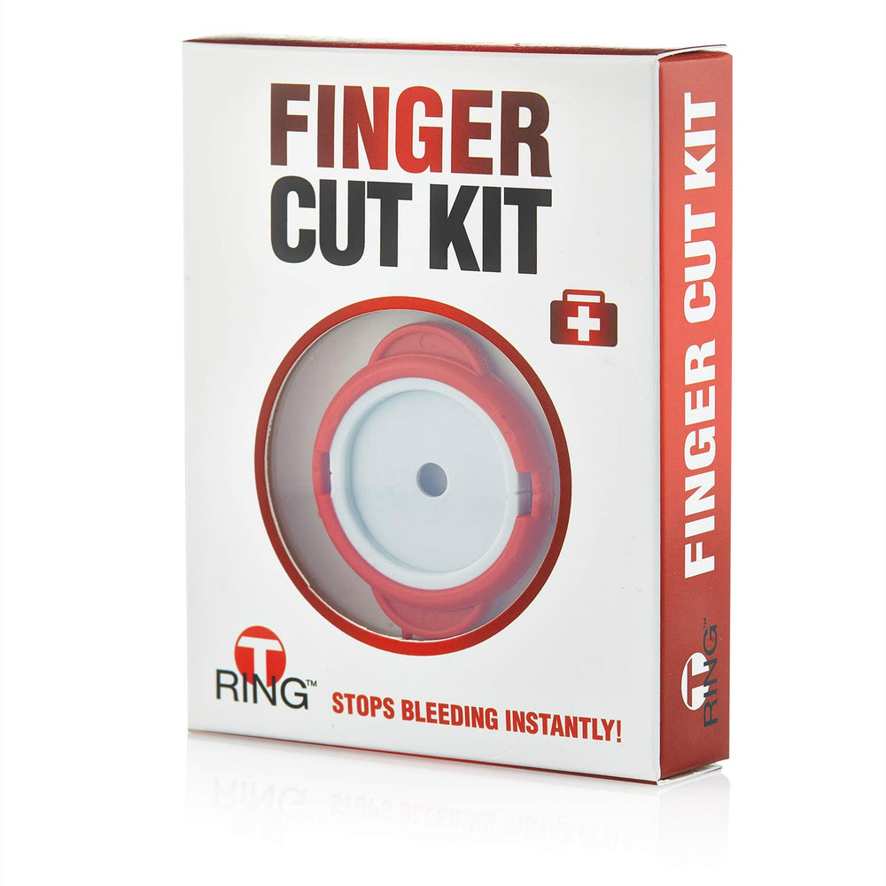T-Ring finger tourniquet ready to help control bleeding quickly on a cut finger.