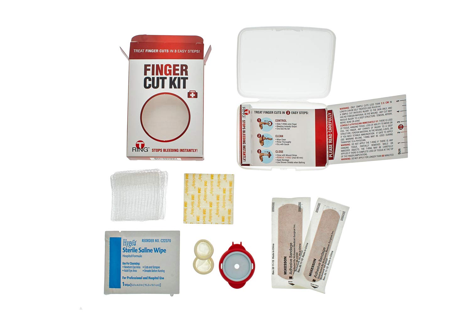 T-Ring wound strips 0.5x3 ready to secure the dressing.