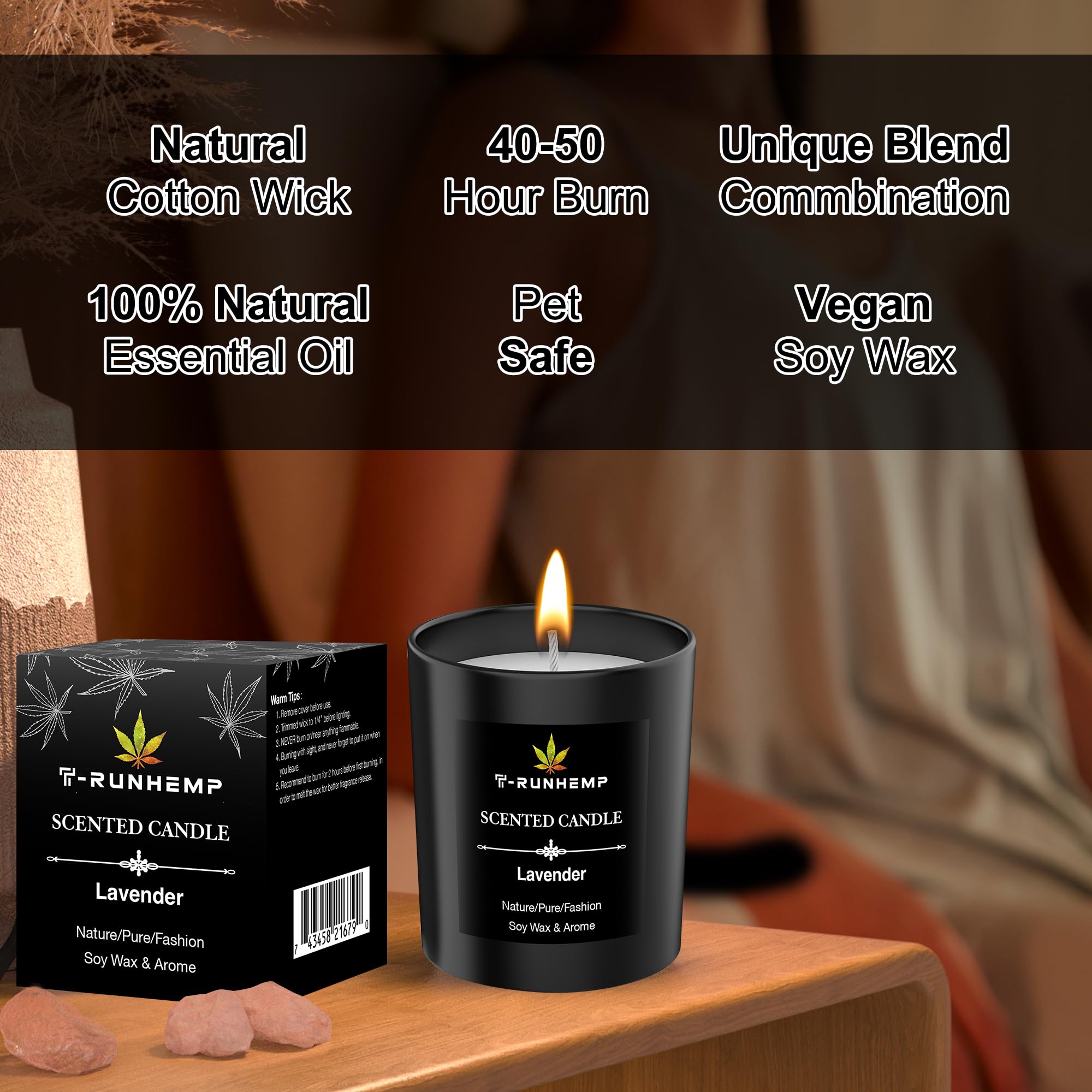 T-RUNHEMP gift-ready candle suitable for birthdays and special occasions