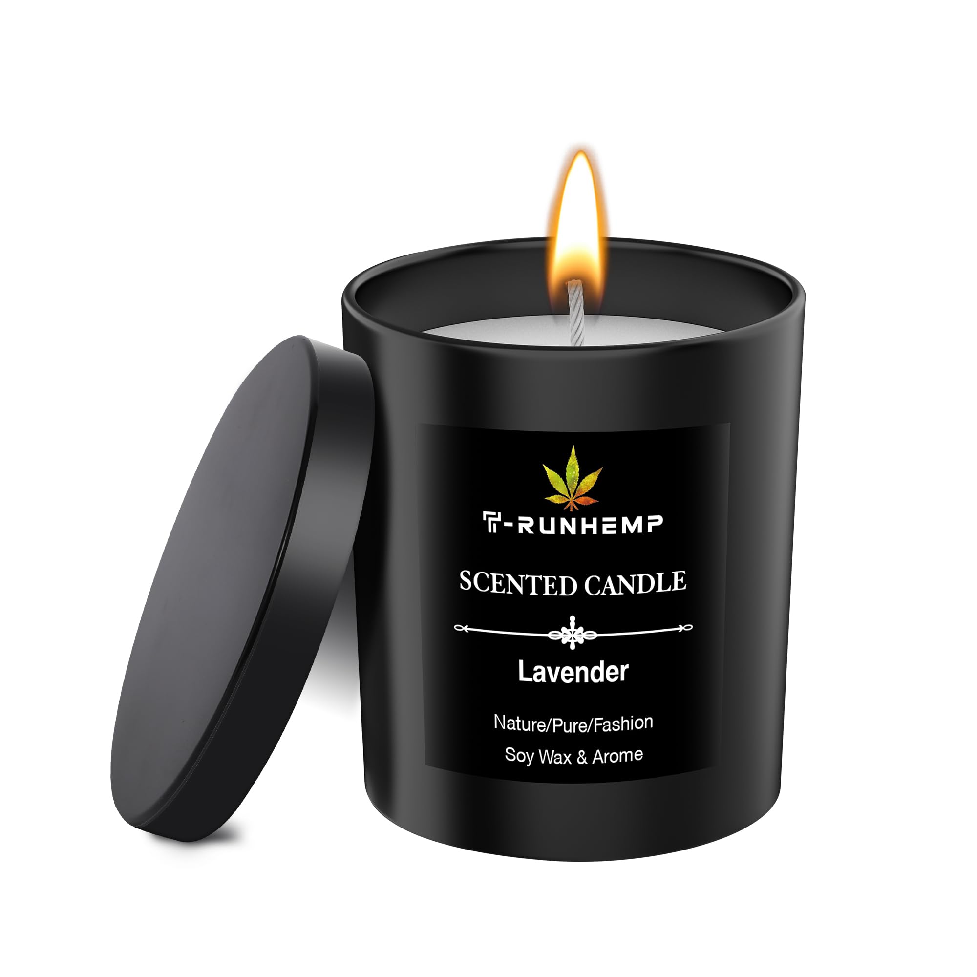 T-RUNHEMP lavender soy candle jar promotes calm relaxation at home