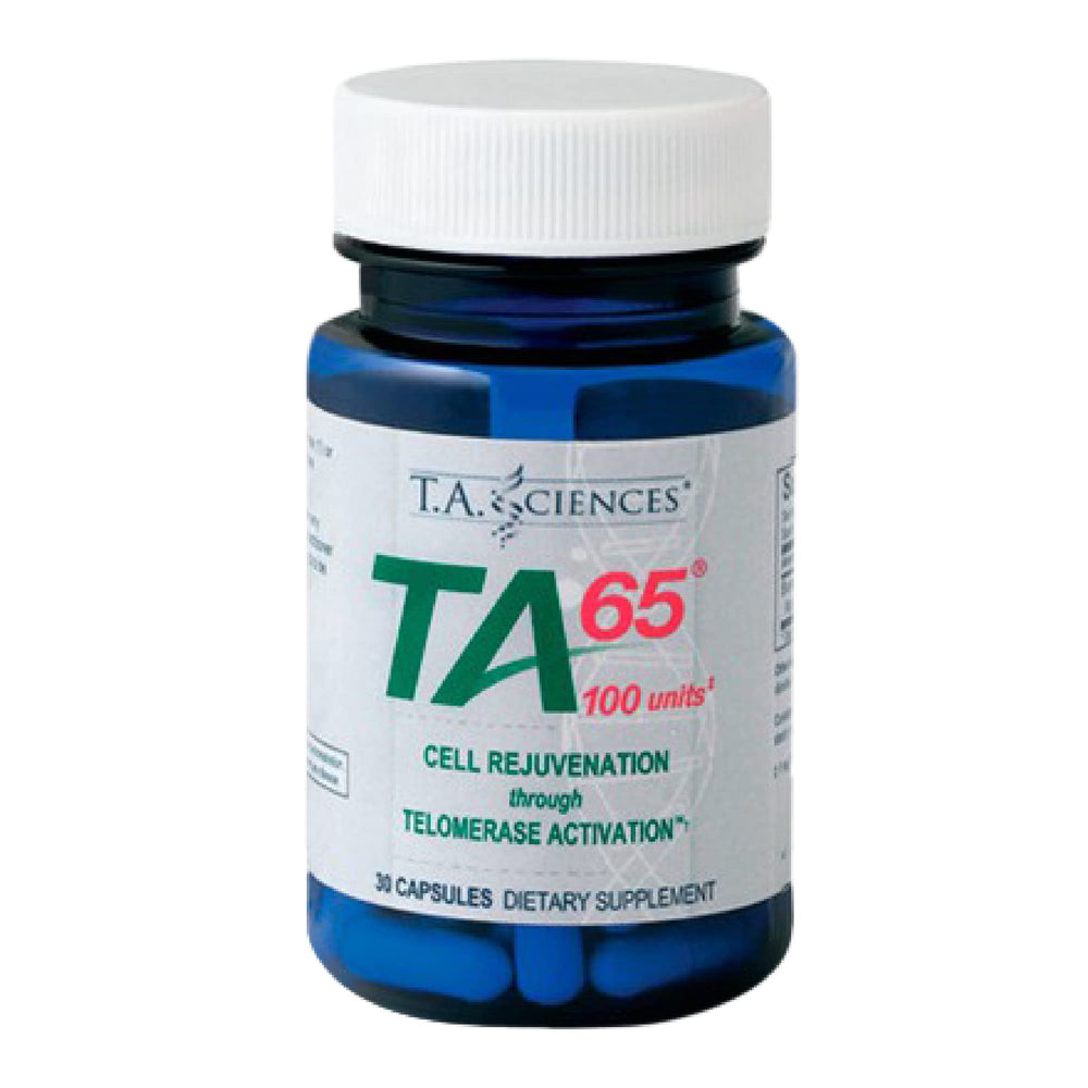 Close-up of TA-65 MD capsules illustrating a simple daily wellness routine.