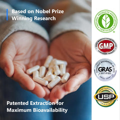 TA65 bottle label close-up with research-backed telomere concept