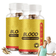 TAFUTY Blood Purifying Capsules bottle-front view highlights vegan, GMO-free formula for daily wellness.