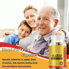TAFUTY Blood Purifying Capsules label-side shows gluten-free, allergen-conscious health support.