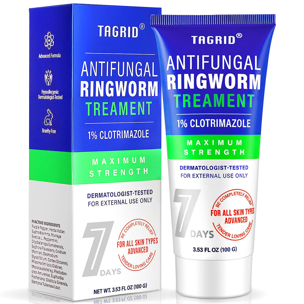 TAGRID antifungal ringworm cream tube closeup for targeted skin relief