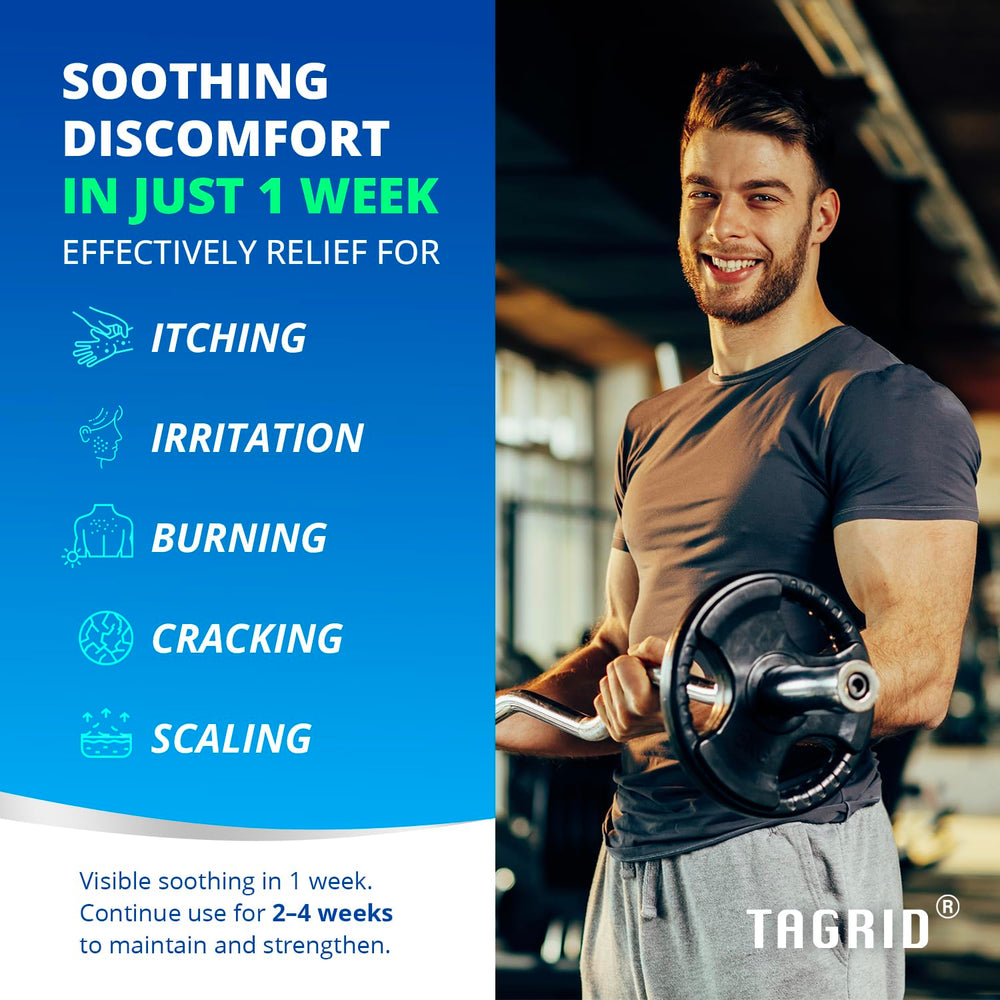 TAGRID soothing herbal extracts closeup highlighting calming relief