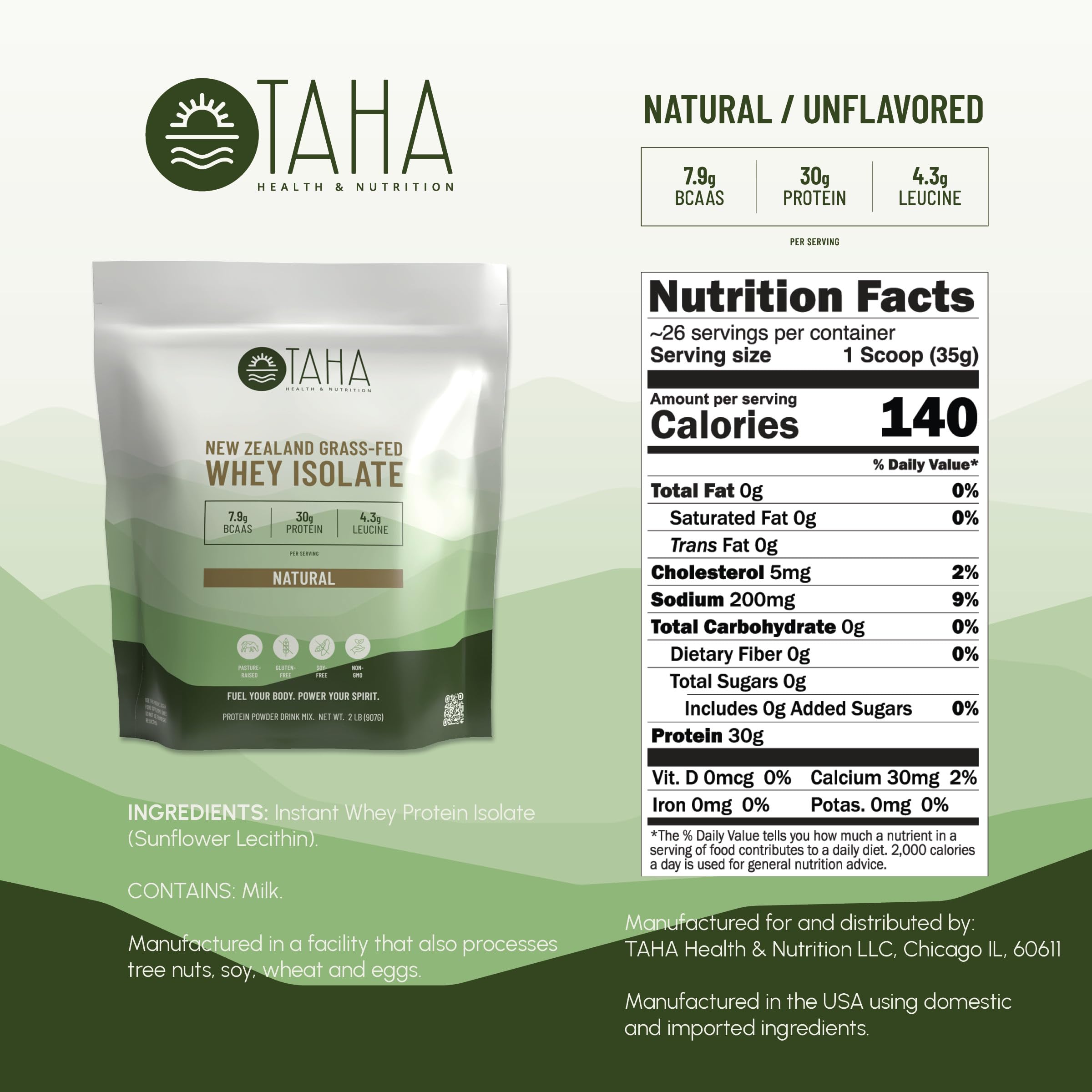 Taha Health and Nutrition unflavored whey powder mixes without altering taste.