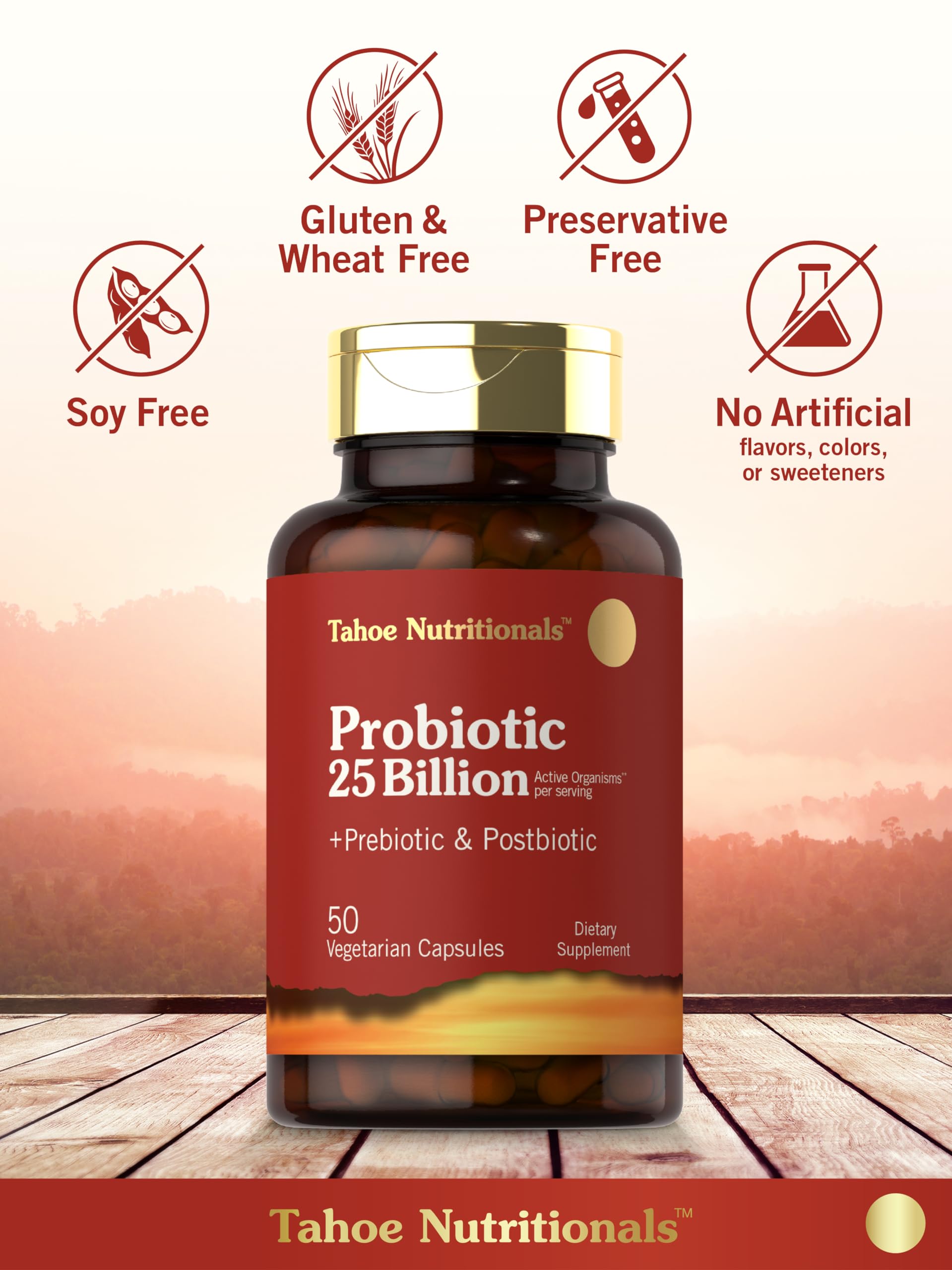 Tahoe Nutritionals gluten-free and non-GMO certification on packaging.