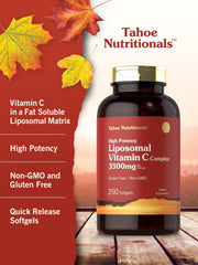 Tahoe Nutritionals Liposomal Vitamin C Complex lab-tested stamp on label for trusted ingredient integrity.