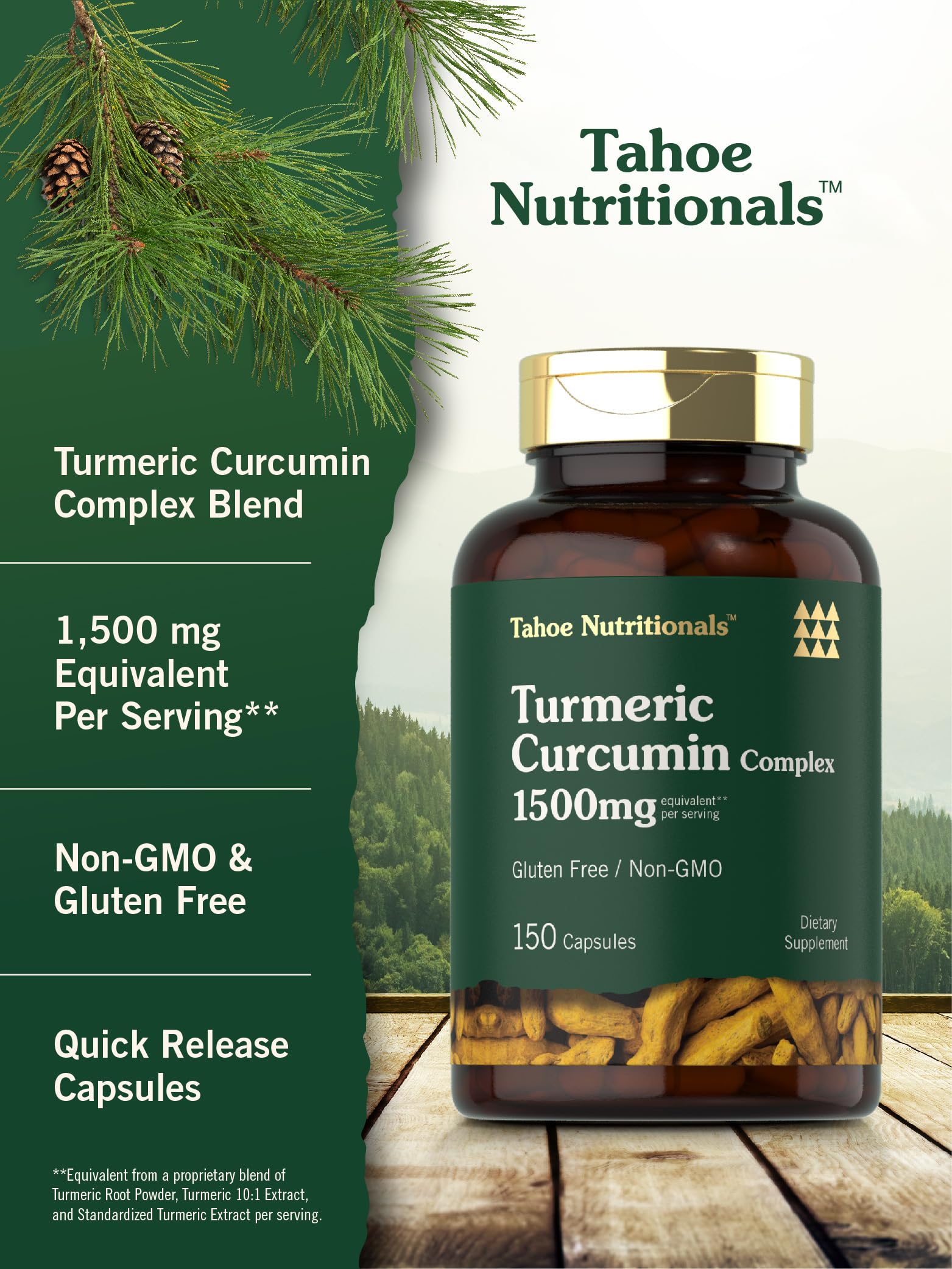 Tahoe Nutritionals Turmeric is Non-GMO and gluten-free for clean daily use.