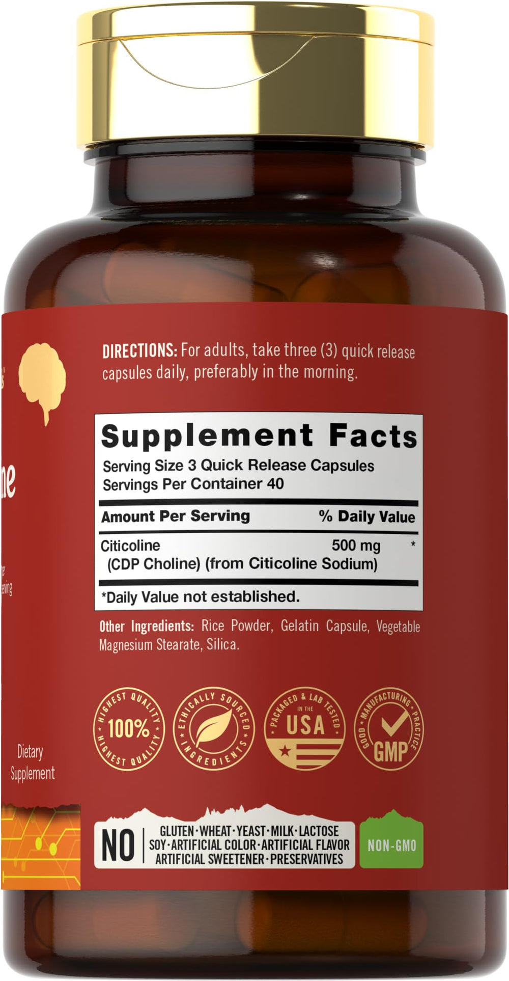 Tahoe Nutritionals Citicoline capsules close-up showing quick-release formula