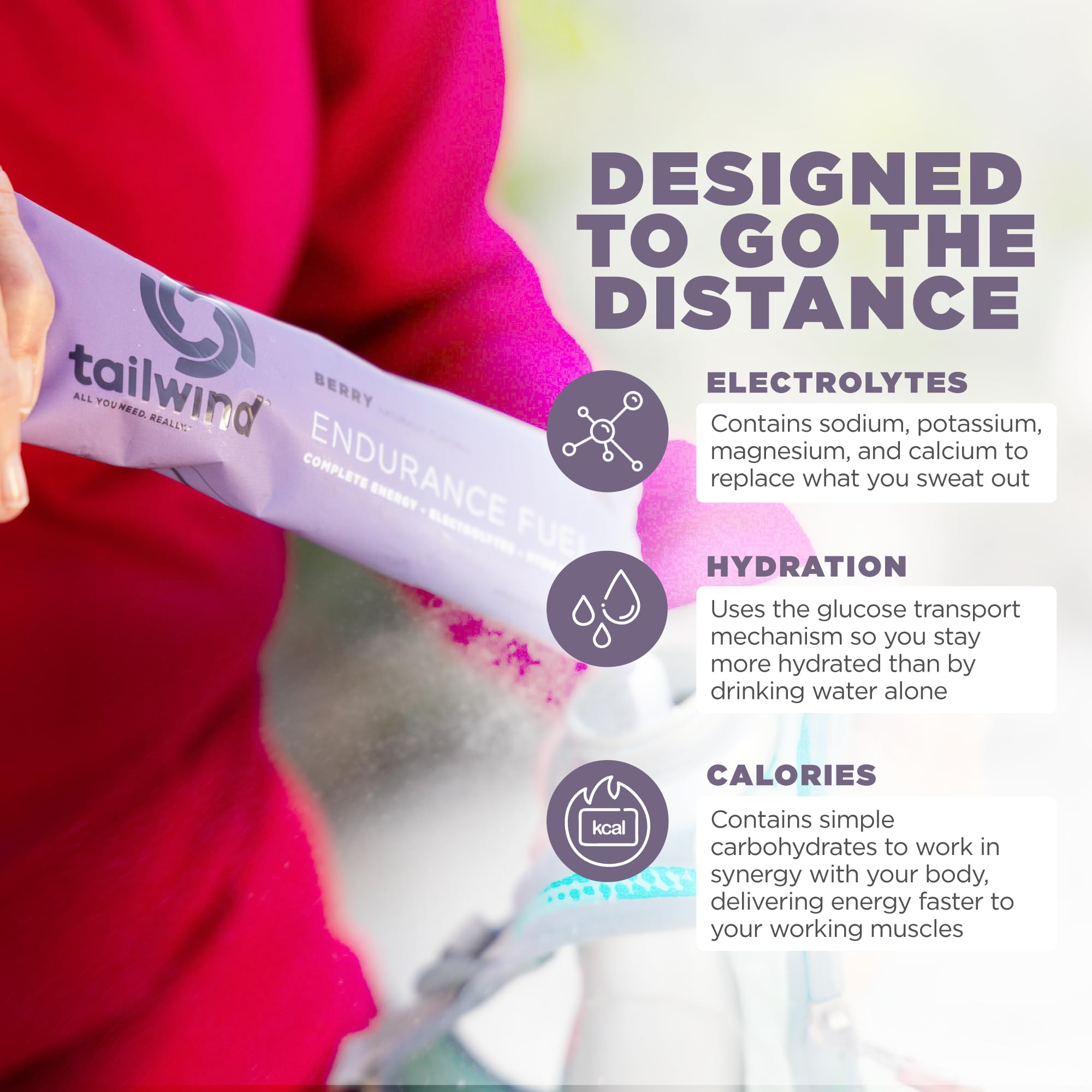 Tailwind Endurance Fuel dissolving powder blends cleanly with water, no gritty texture.