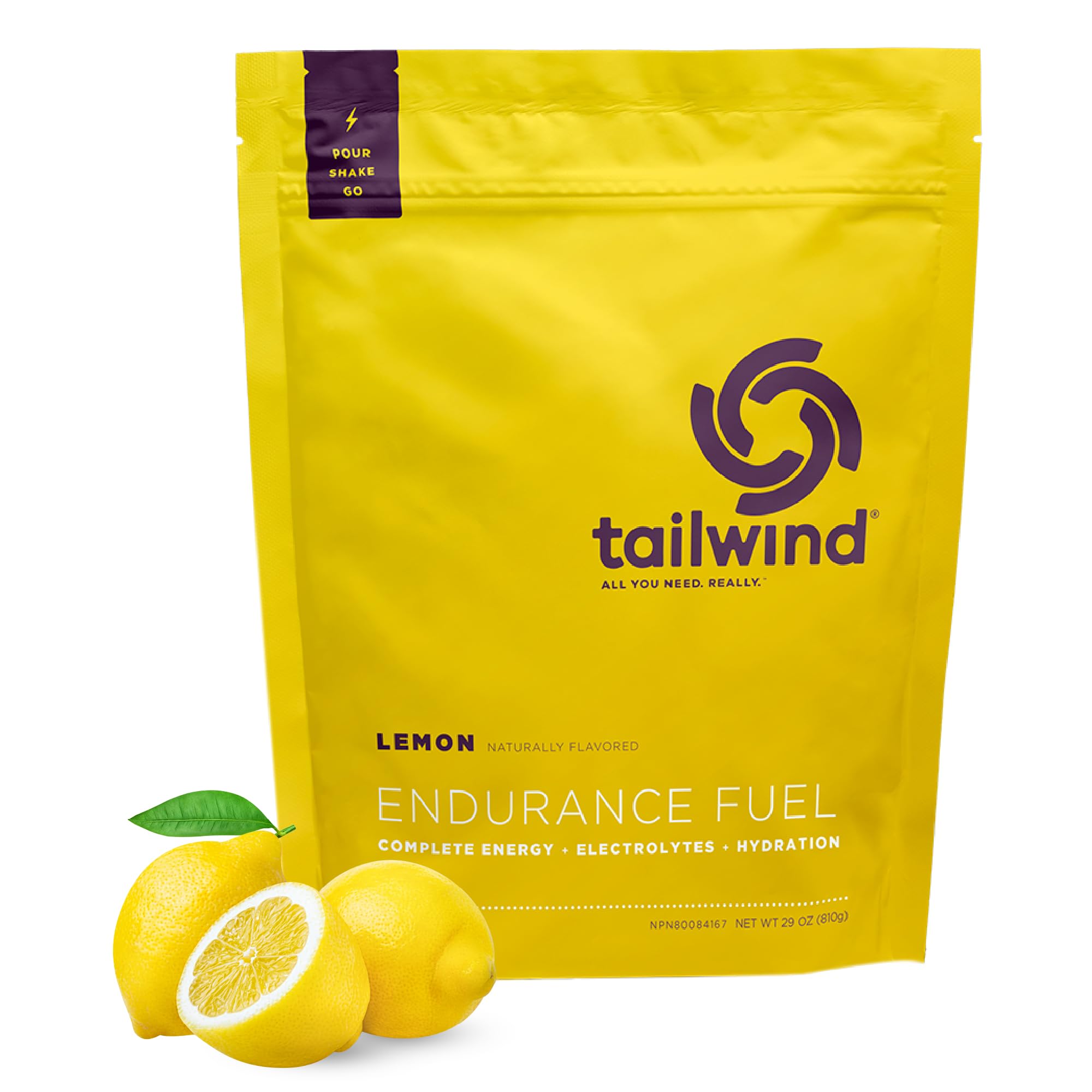 Tailwind Endurance Fuel bottle close-up with lemon flavor for on-the-go energy