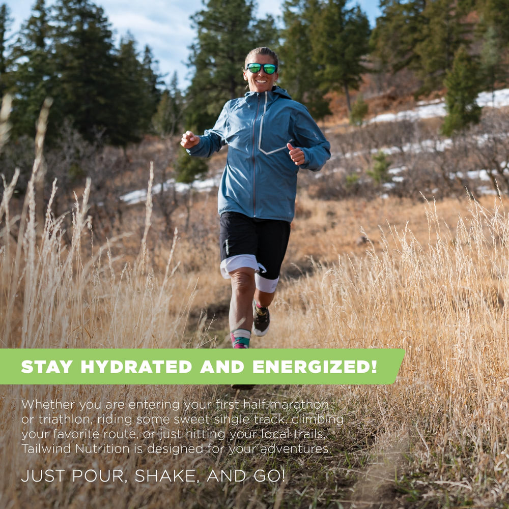 Tailwind Nutrition Endurance Fuel caffeinated Raspberry Buzz provides an extra energy lift during training.