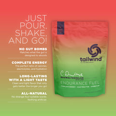 Tailwind Nutrition Endurance Fuel Dauwaltermelon mixed in glass shows an easy-to-drink texture.