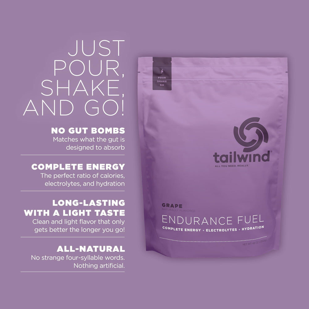 Tailwind Endurance Fuel powder closeup highlights clean vegan formula