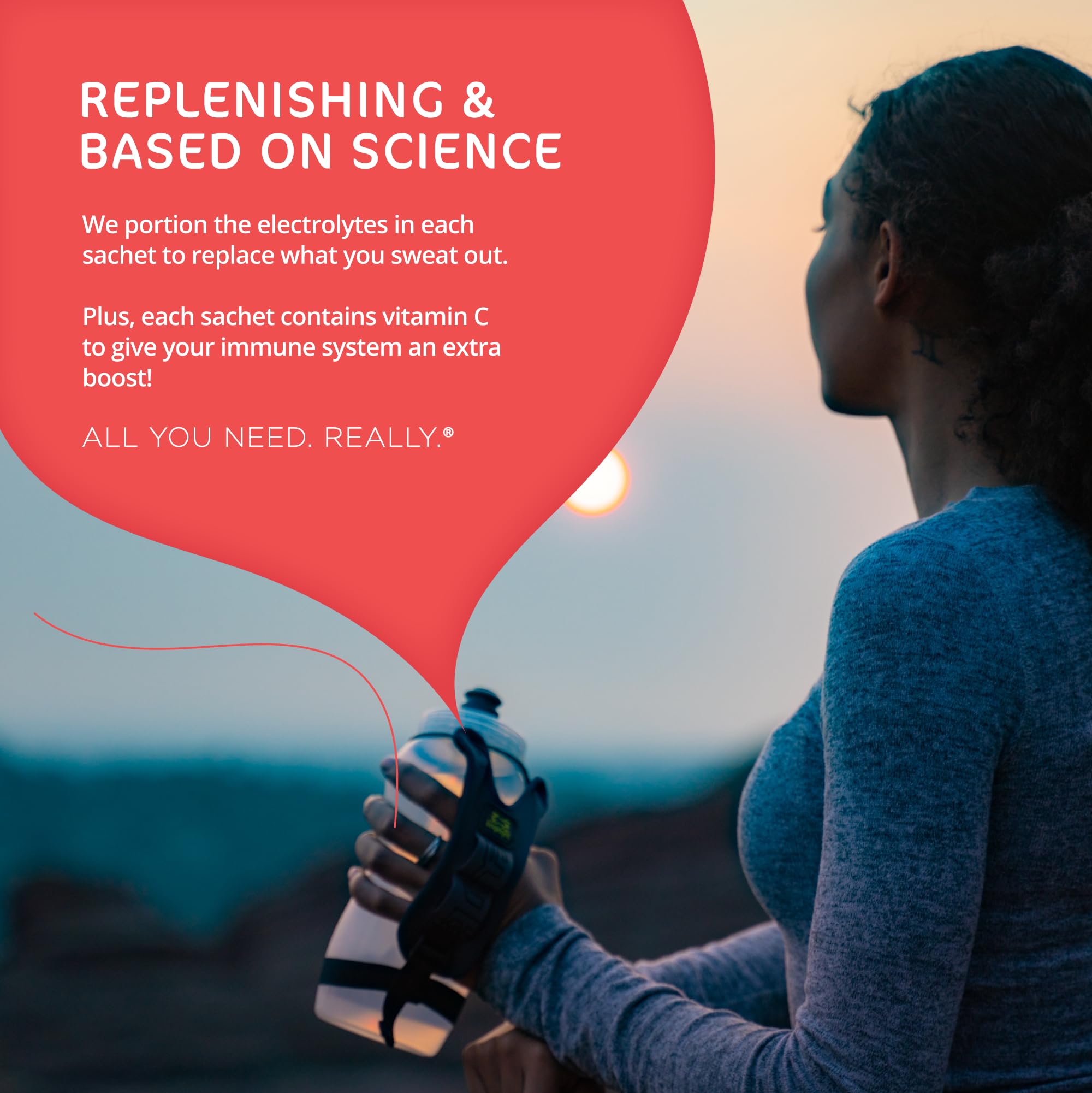 Tailwind Rapid Hydration berry sachet provides electrolyte-rich hydration with vitamin C support.