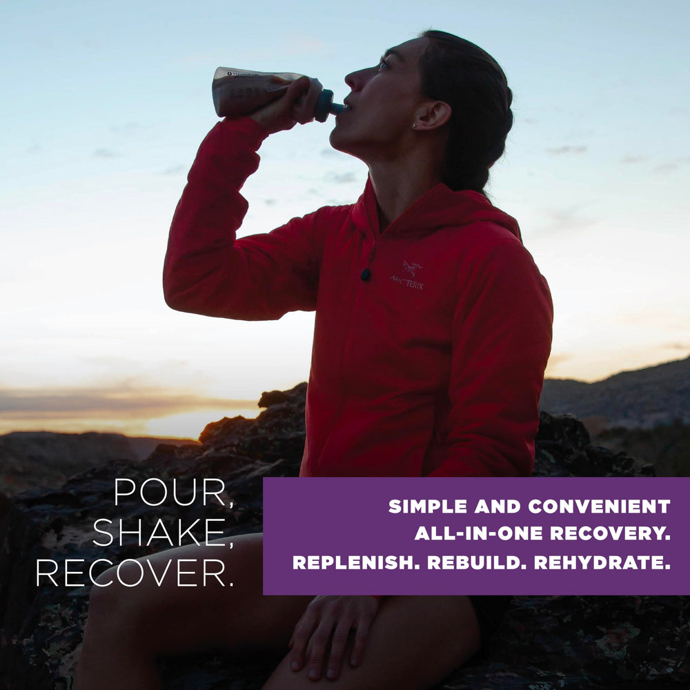 Tailwind Recovery Mix 12-serving label close-up highlighting vegan and allergen-free claims