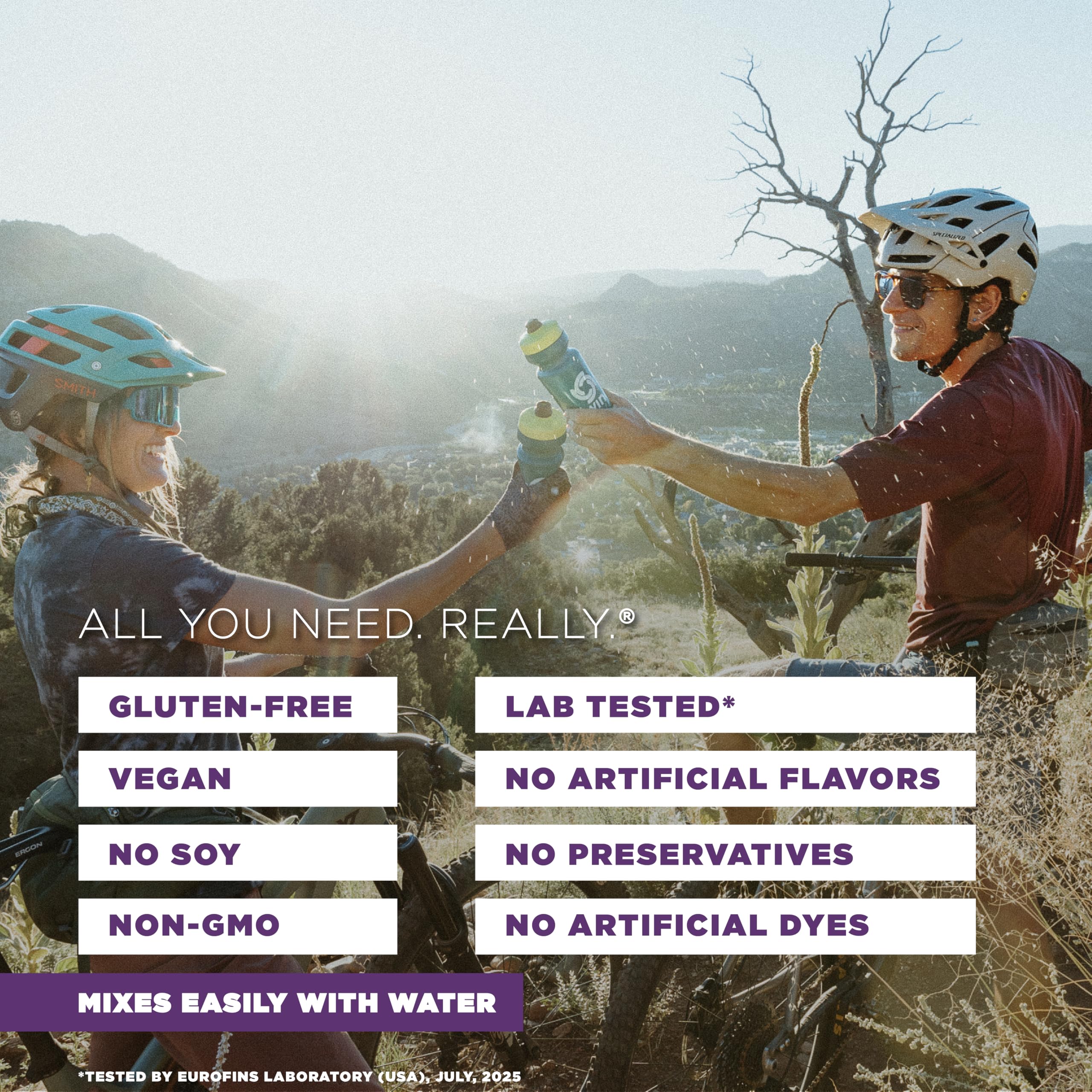 Tailwind Recovery Mix chocolate packaging highlighting vegan and gluten-free ingredients