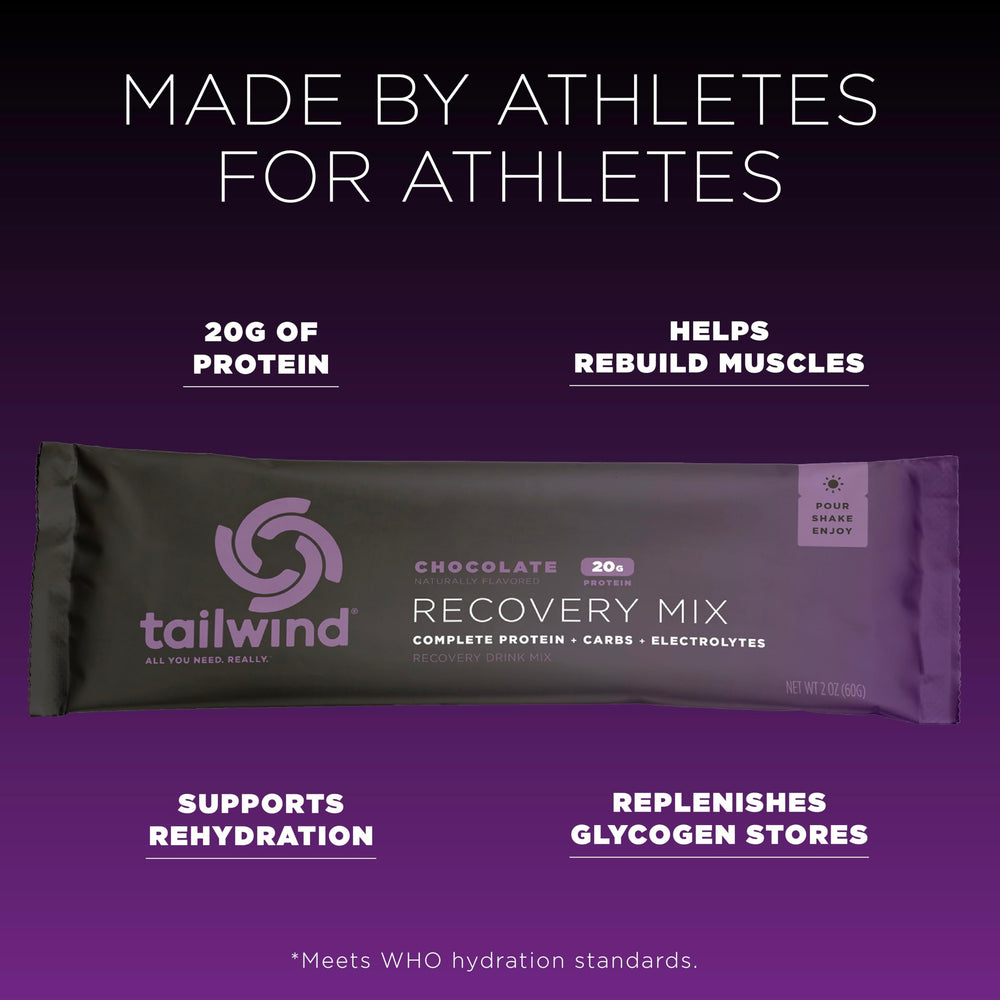 Tailwind Recovery Mix vanilla tub ready for quick mixing after training