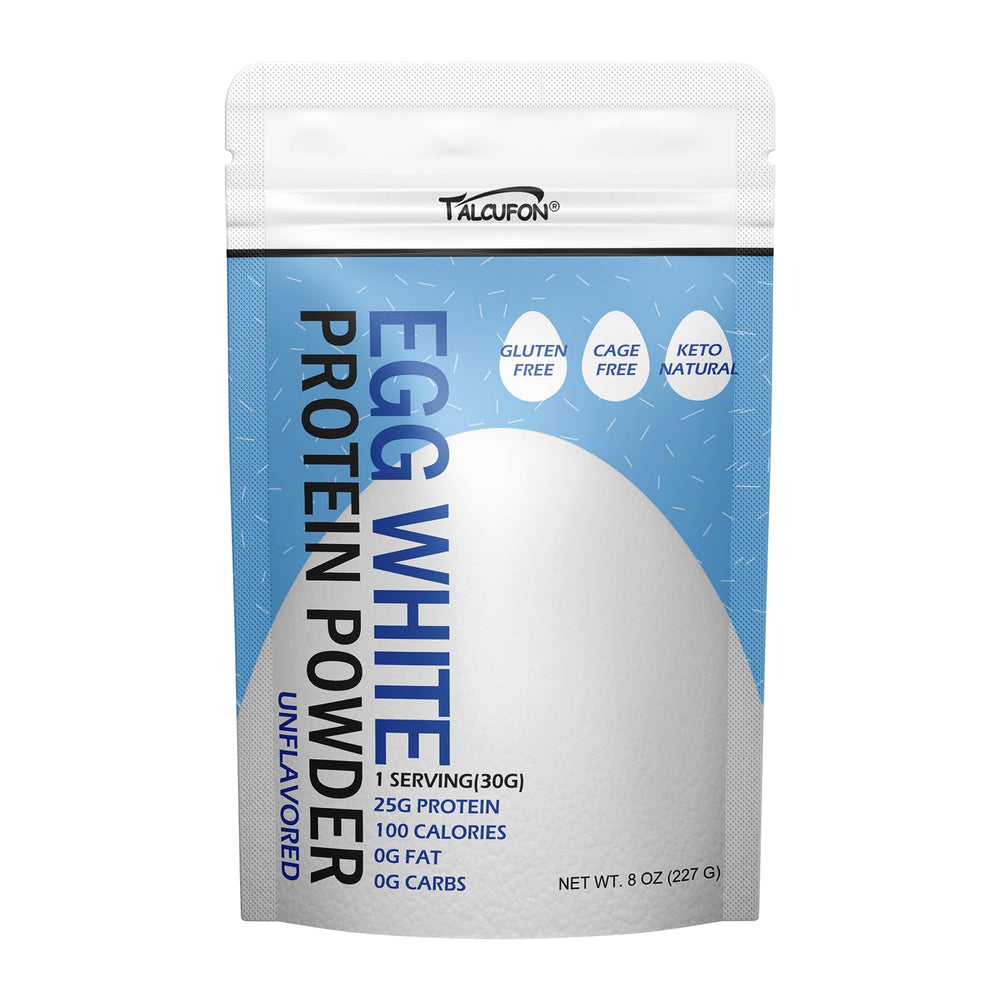 Talcufon egg white powder resealable bag ensuring long-lasting freshness.