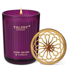 Talent Candles jar in Dark Orchid Vanilla delivering a long-lasting aroma for cozy evenings