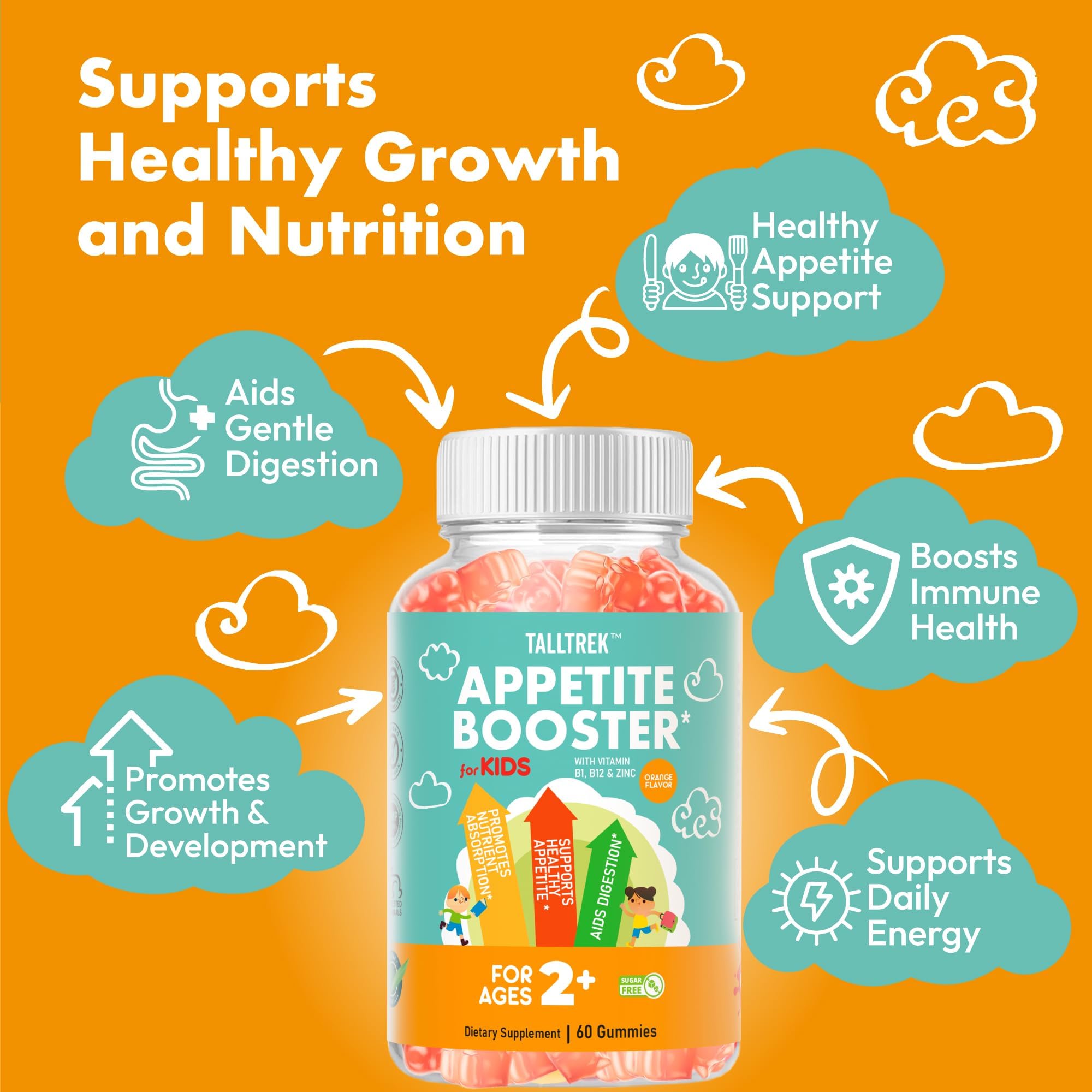 TallTrek Appetite Booster Gummies demonstrating gentle digestion support for meals.