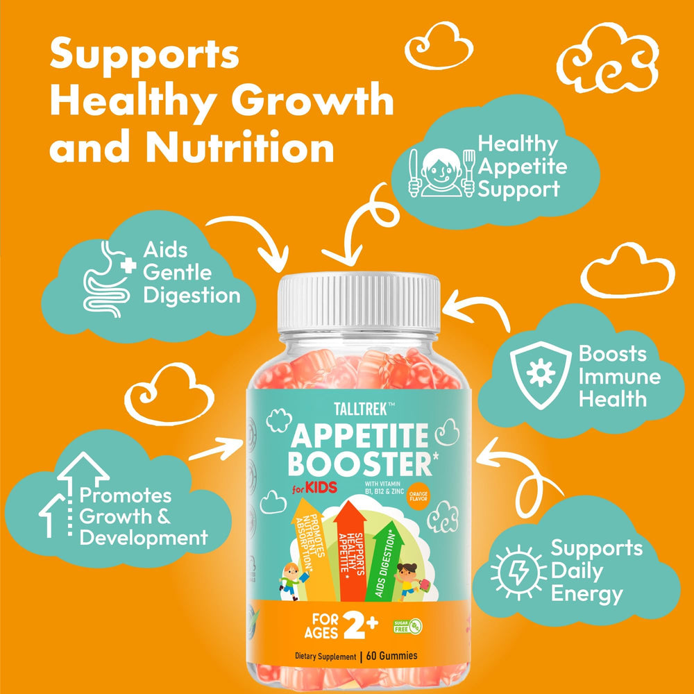 TallTrek Appetite Booster Gummies demonstrating gentle digestion support for meals.
